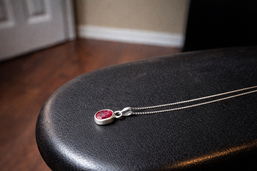 Bezel set ruby necklace