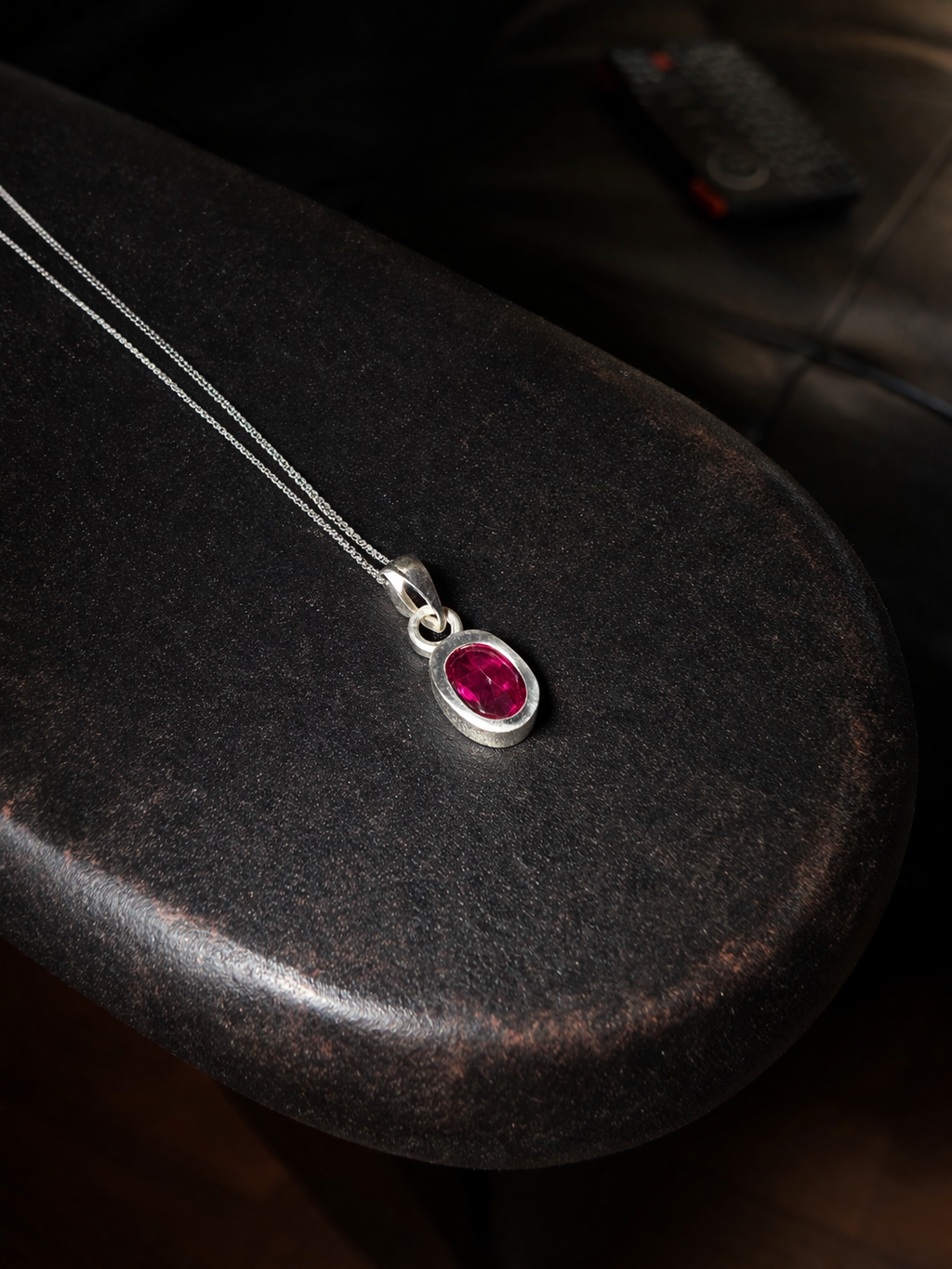Bezel set ruby necklace