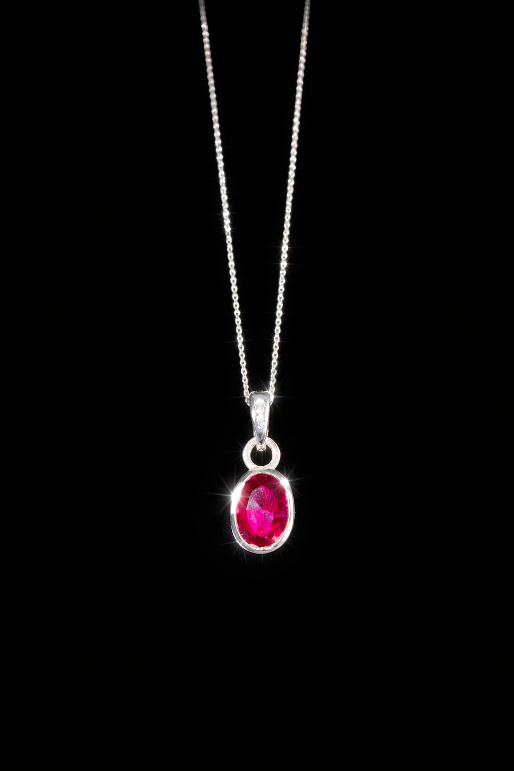 Bezel set ruby necklace